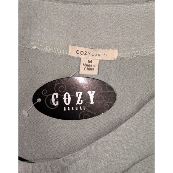 NWT Cozy Casual Dress M Women's Green Long Balloon Sleeve Babydoll Cottage Fairy - Picture 6 of 7